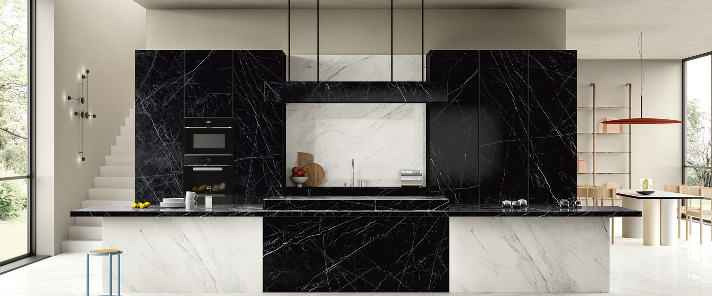 Plans de Cuisine Effet Marbre dark marquina