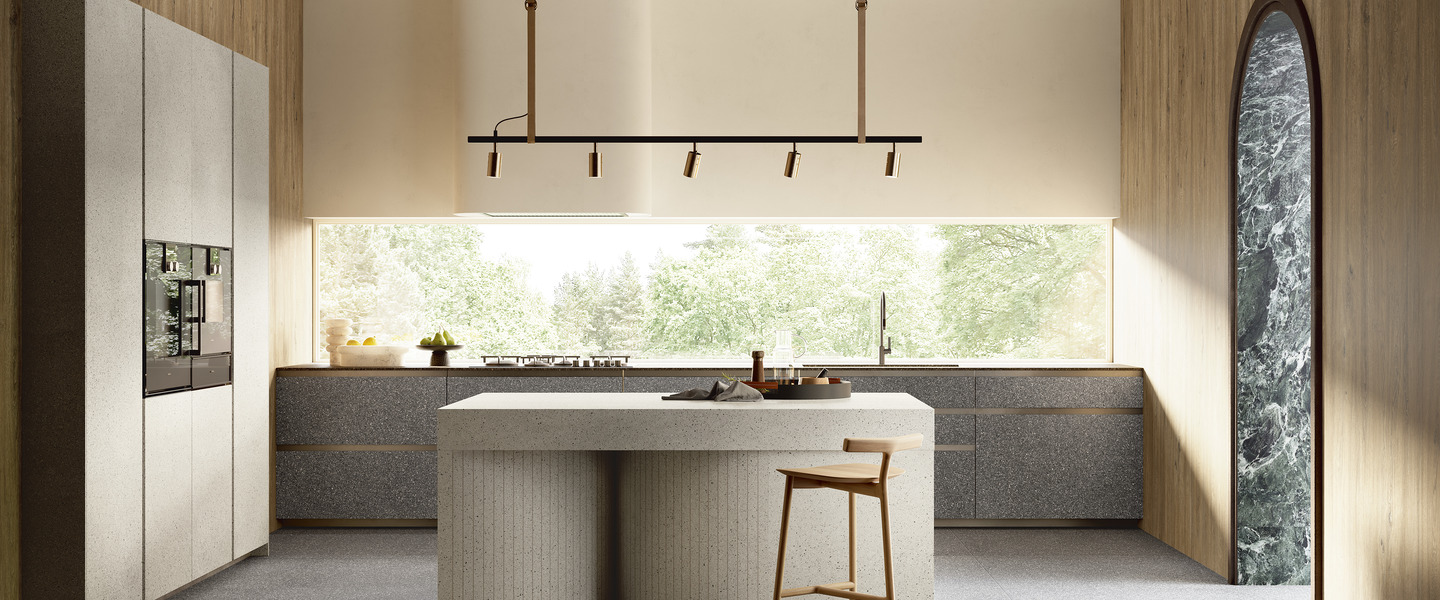 Plans de Cuisine Effet Granit seminato candido