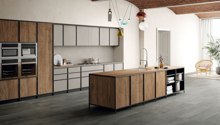 cuisine grès cérame effet bois